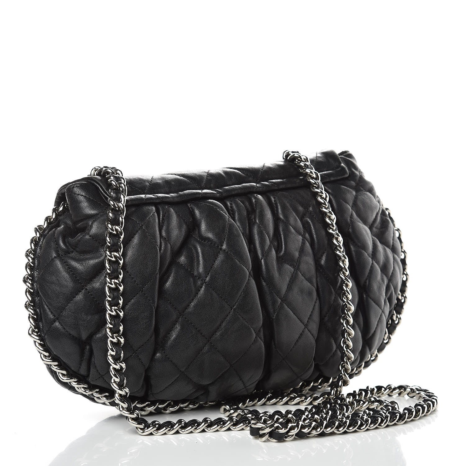 Chanel Washed Lambskin Quilted Medium Chain Around Messenger Black 3 of 11