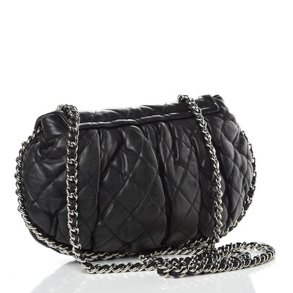 Chanel Washed Lambskin Quilted Medium Chain Around Messenger Black 3 of 11