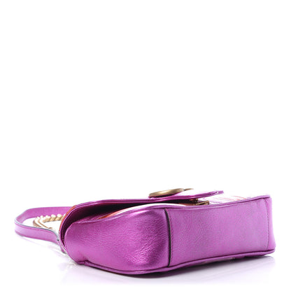 Gucci Metallic Calfskin Matelasse Mini GG Marmont Shoulder Bag Fuchsia 4 of 11