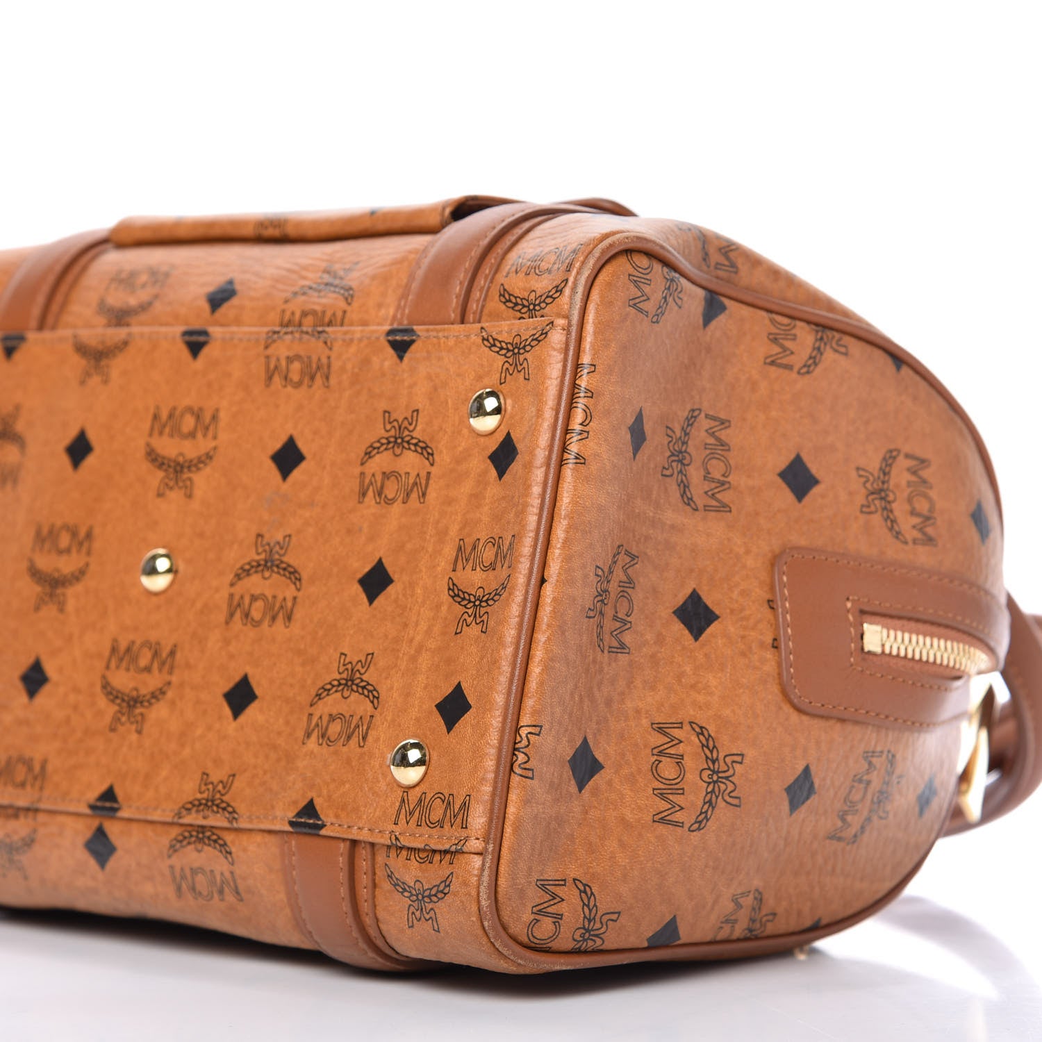 MCM Visetos Satchel Cognac 7 of 11