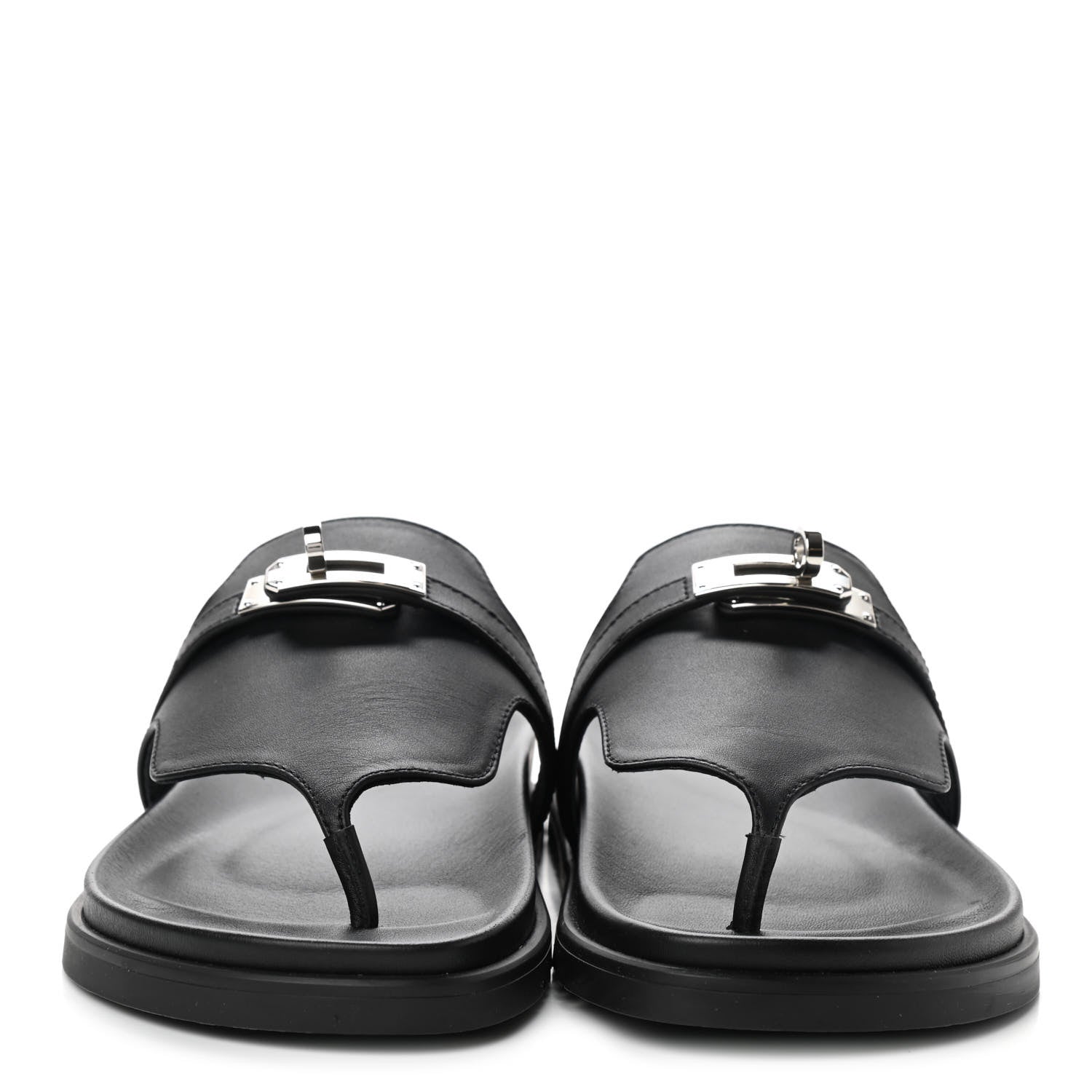 Hermes Calfskin Womens Empire Sandals 37 Black 2 of 9