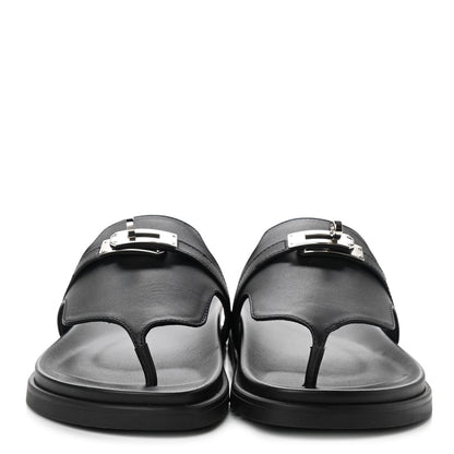 Hermes Calfskin Womens Empire Sandals 37 Black 2 of 9