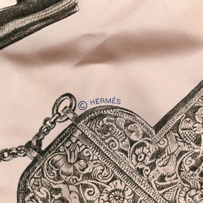 Hermes Silk Nous Sommes Inseparables Scarf 90 Rose Thé Rouge H Bronze 4 of 4