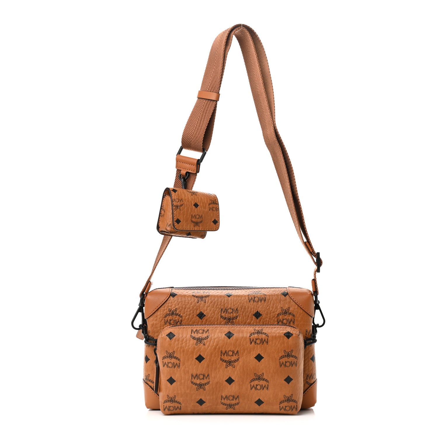 MCM Visetos Small Soft Berlin Multifunction Crossbody Cognac 1 of 9