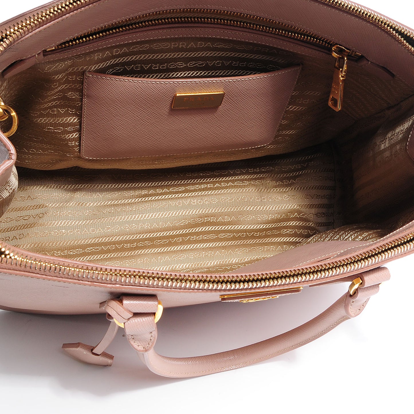 Saffiano Lux Medium Double Zip Tote Cammeo