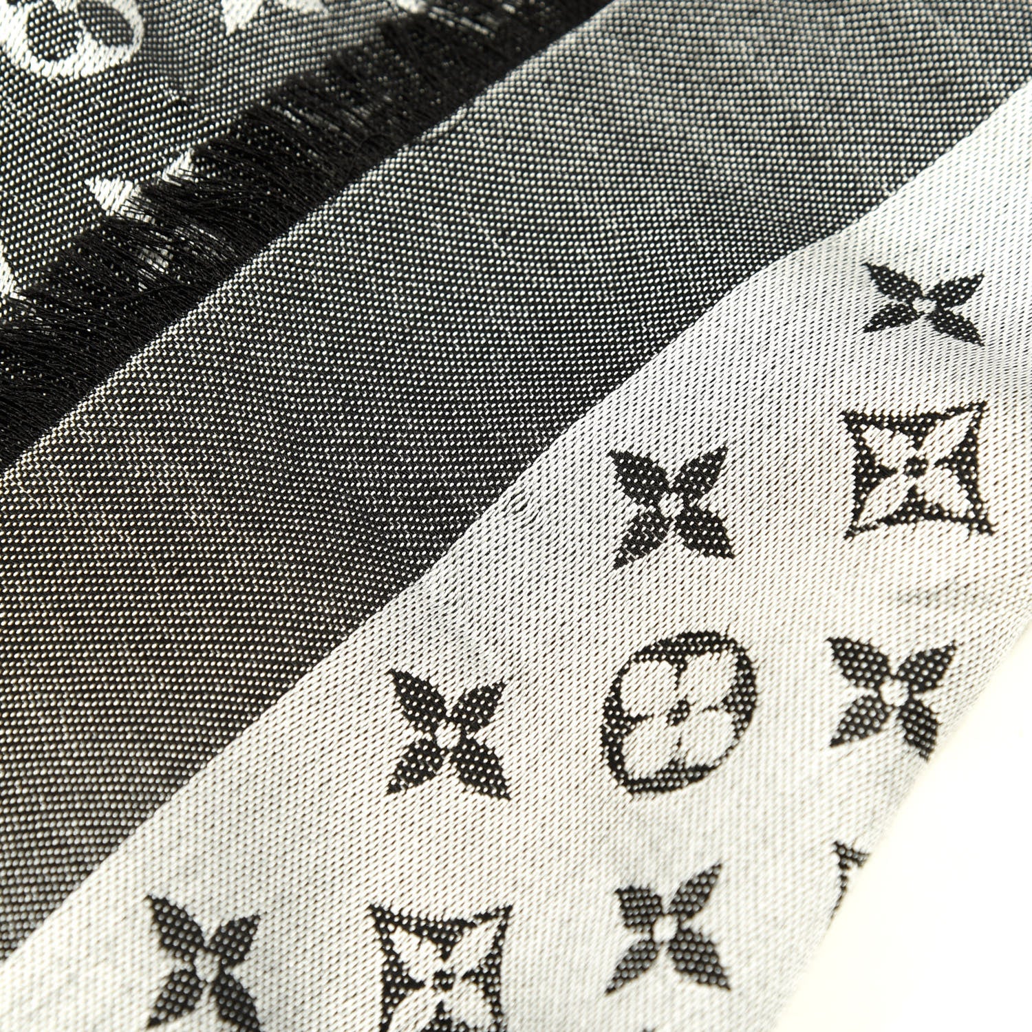 Louis Vuitton Silk Wool Monogram Denim Shawl Black 3 of 4