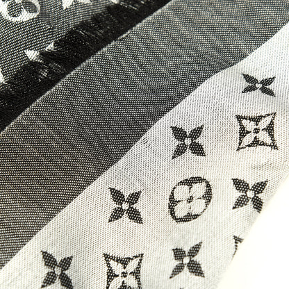 Louis Vuitton Silk Wool Monogram Denim Shawl Black 3 of 4