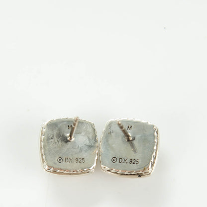 David Yurman Sterling Silver Diamond Morganite 7mm Petite Albion Earrings 3 of 4