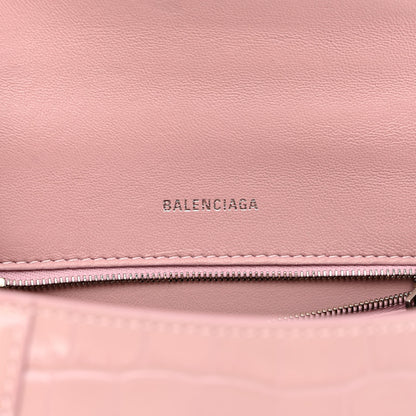Balenciaga Shiny Calfskin Crocodile Embossed Small Hourglass Top Handle Bag Powder Pink 6 of 12