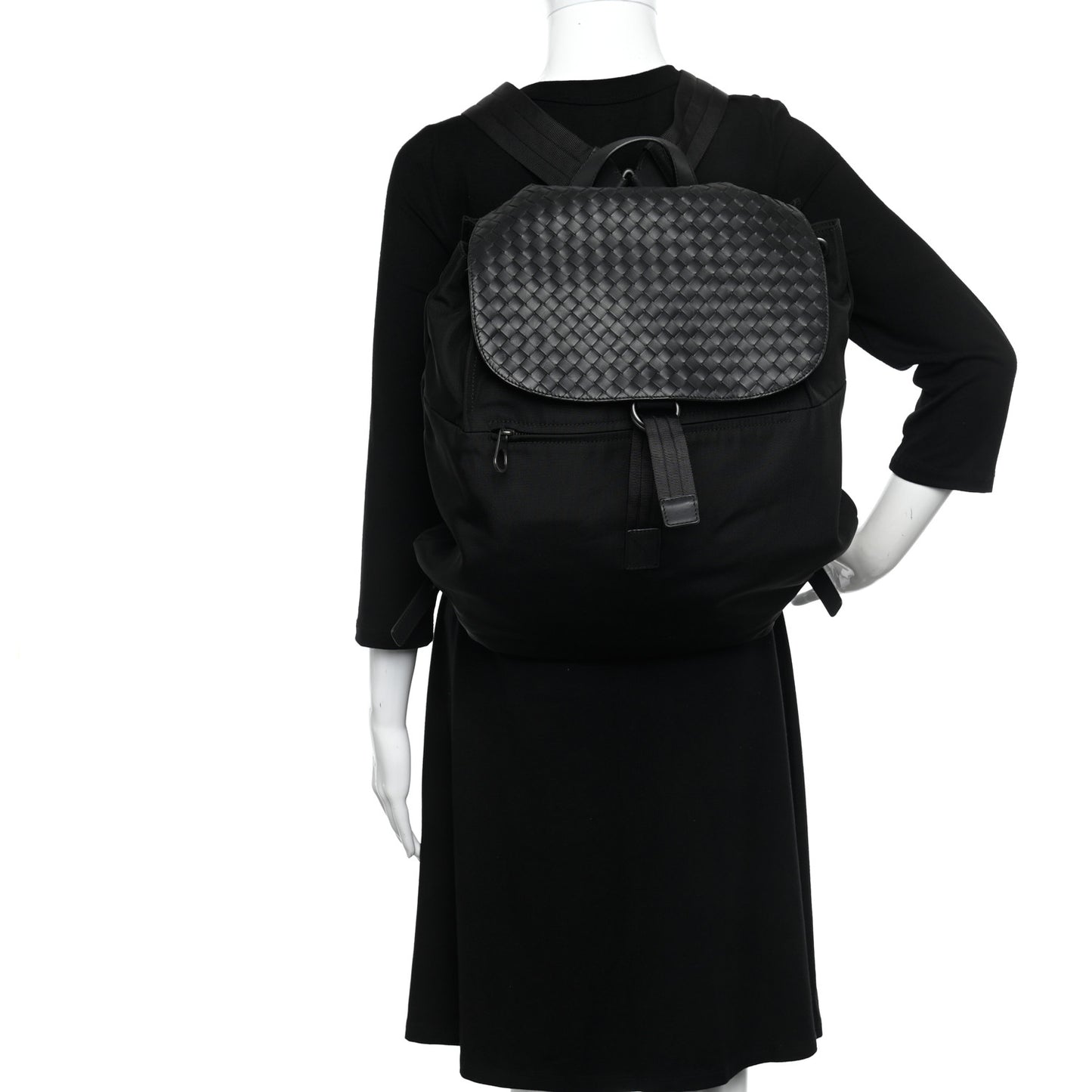 Nylon Intrecciato Backpack Black