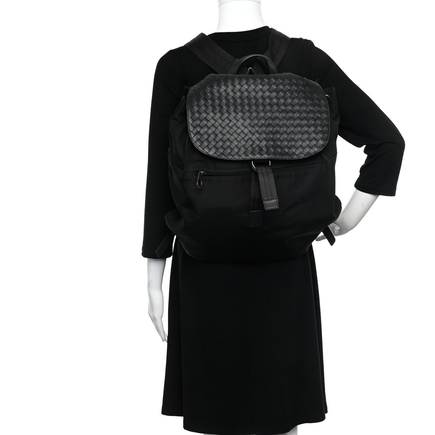 Bottega Veneta Nylon Intrecciato Backpack Black 2 of 10