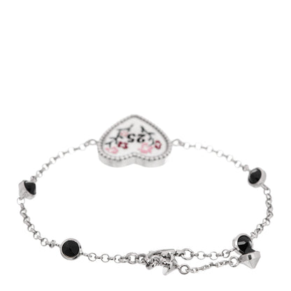 Gucci Sterling Silver Black Spinel Enamel Heart Bosco Orso Bracelet 2 of 4