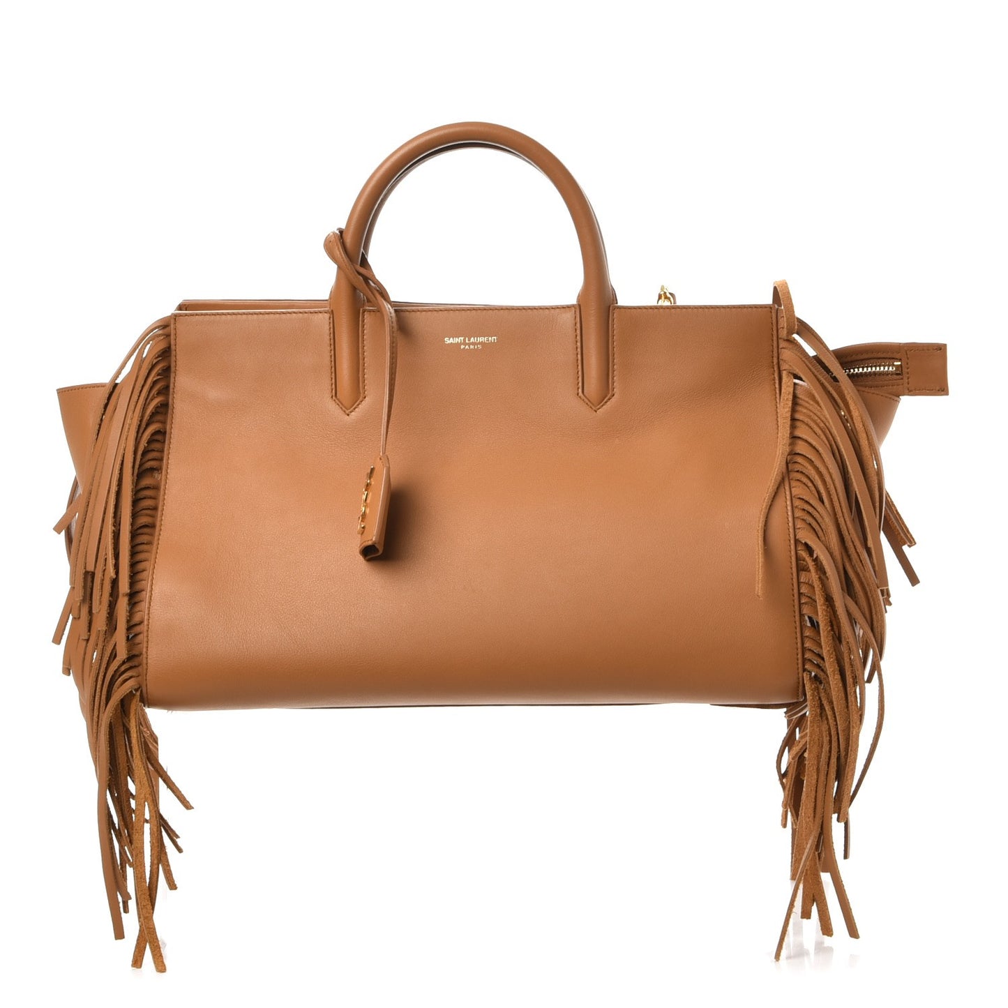 Calfskin Small Rive Gauche Fringe Tote Tan