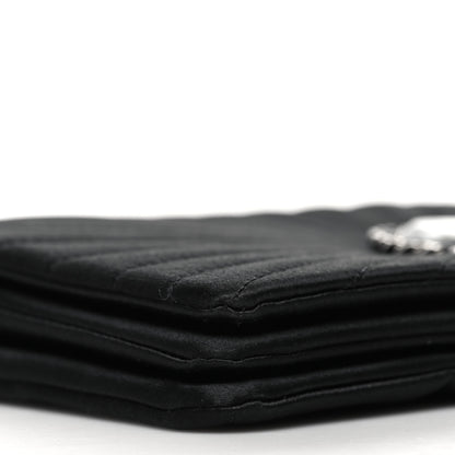 Chanel Satin Pleated Chain Embellished Mirror Flap Black 9 of 11