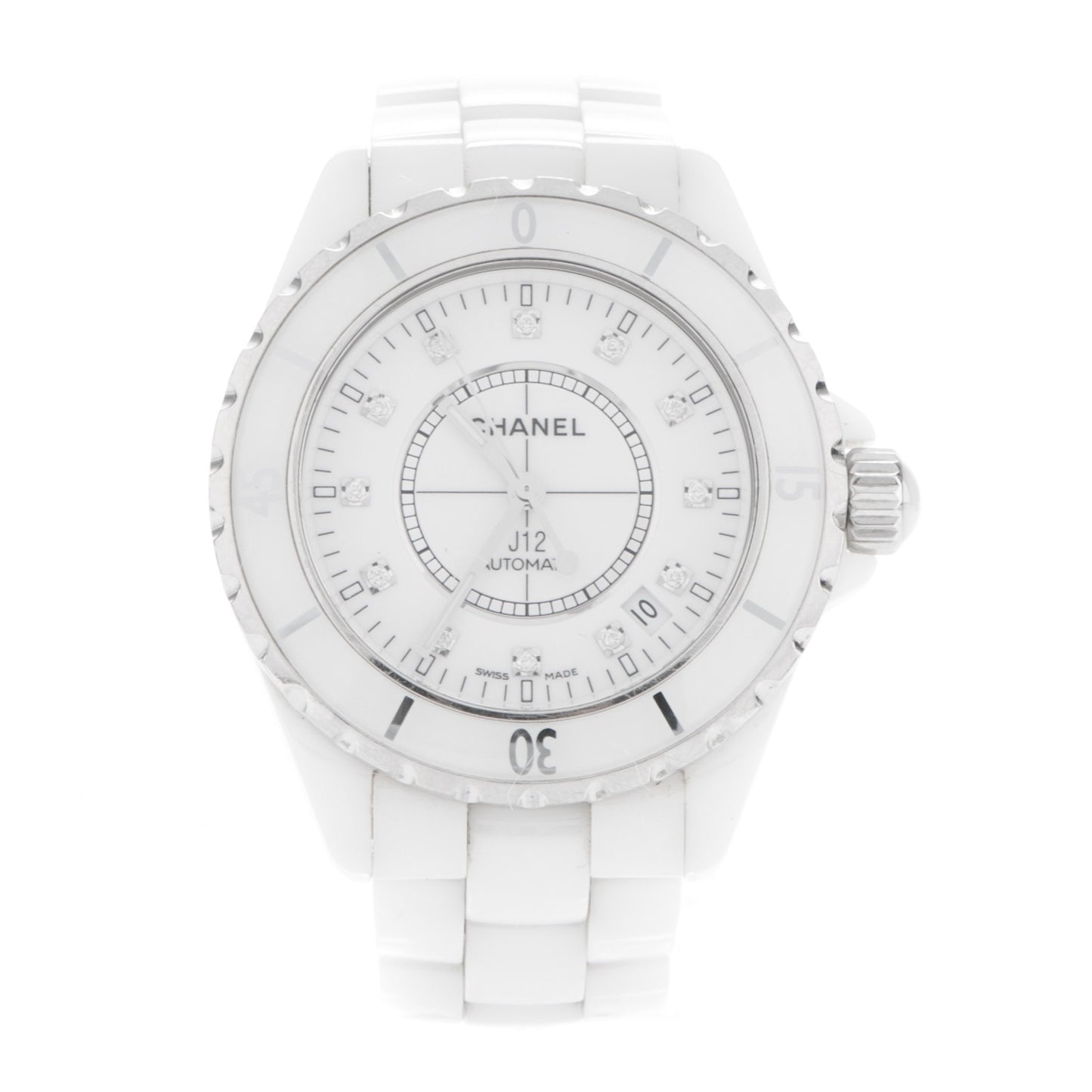 Stainless Steel Ceramic Diamond 38mm J12 Automatic Watch White