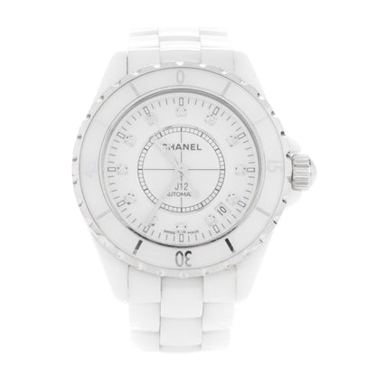 Chanel Stainless Steel Ceramic Diamond 38mm J12 Automatic Watch White 1 of 5