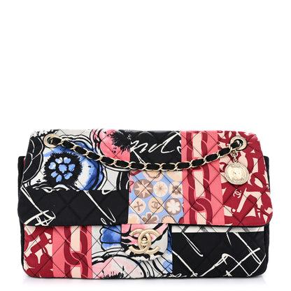 Chanel Fabric Quilted Patchwork Medium Flap Red Black Multicolor 1 of 11