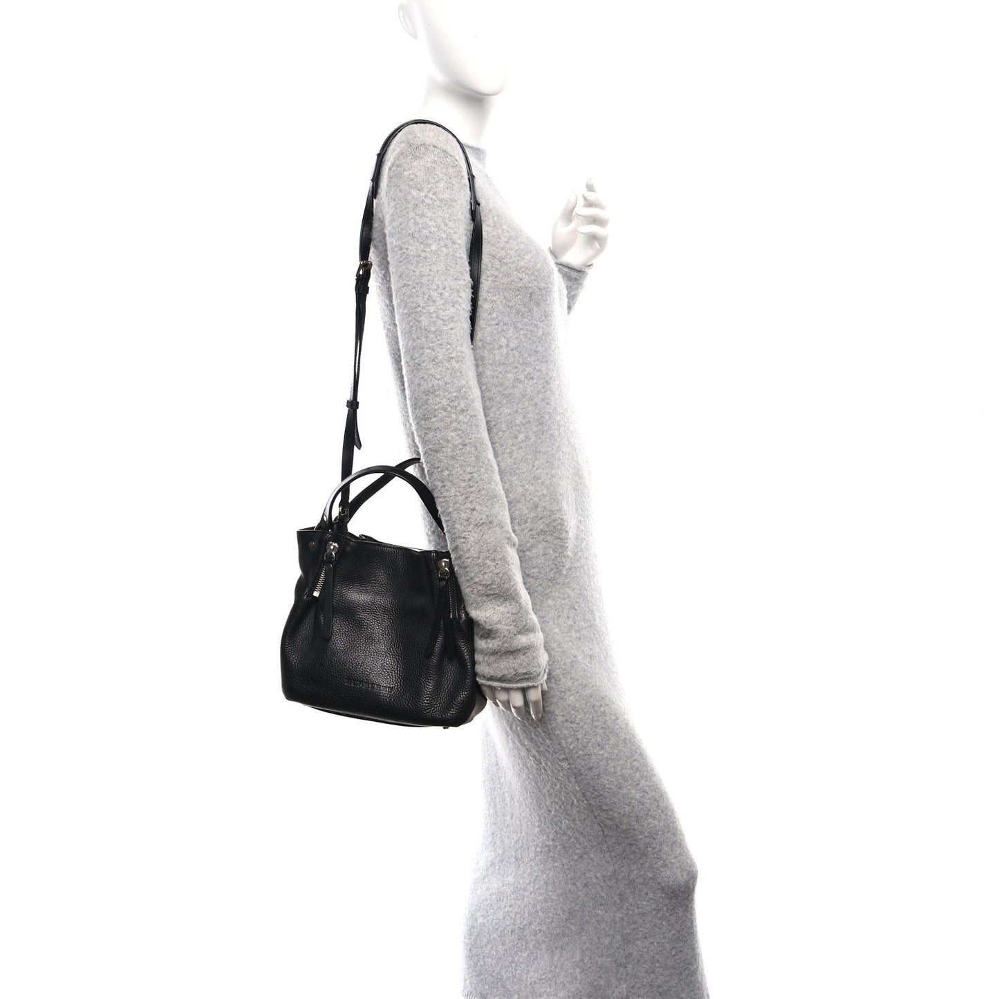 Grainy Calfskin House Check Small Maidstone Black