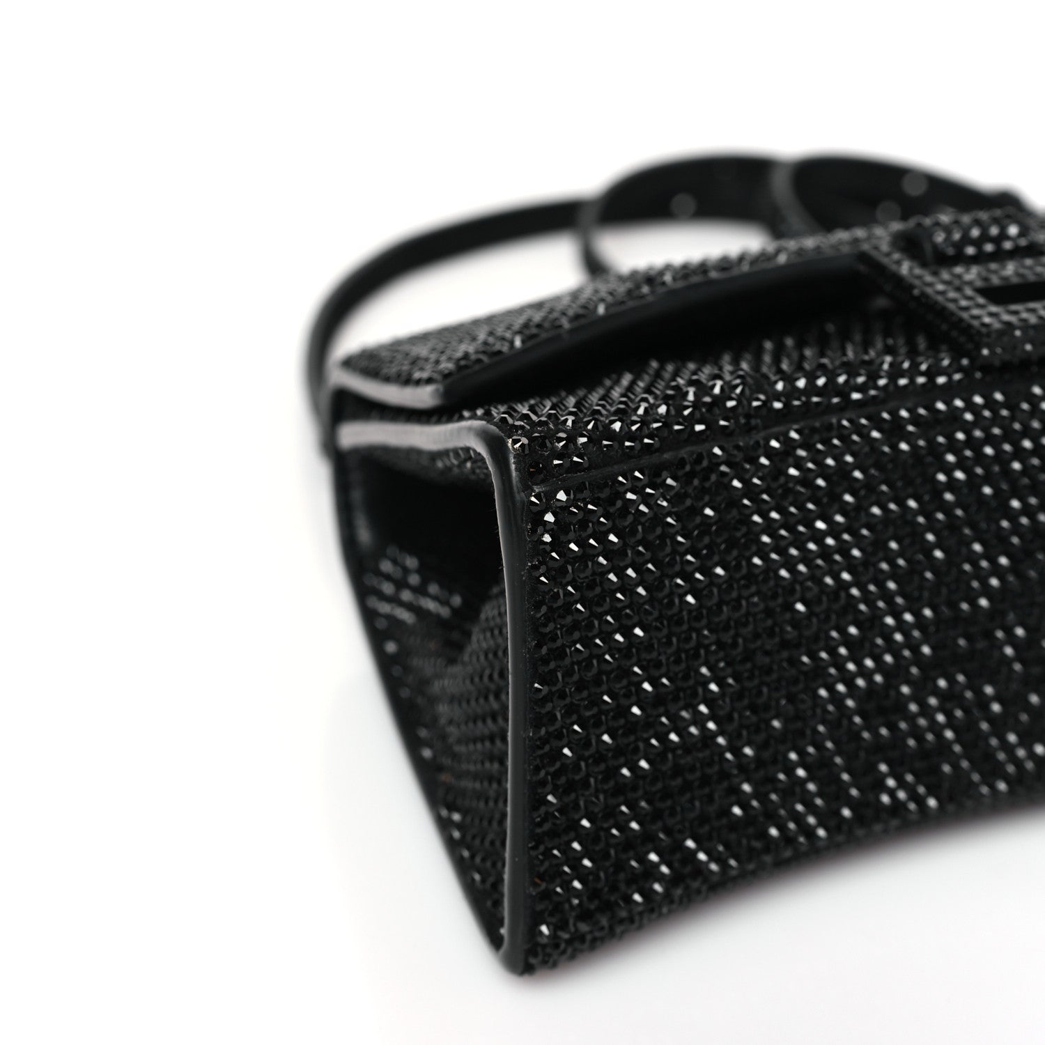 Balenciaga Strass Suede Hourglass Top Handle Bag XS Black 8 of 9
