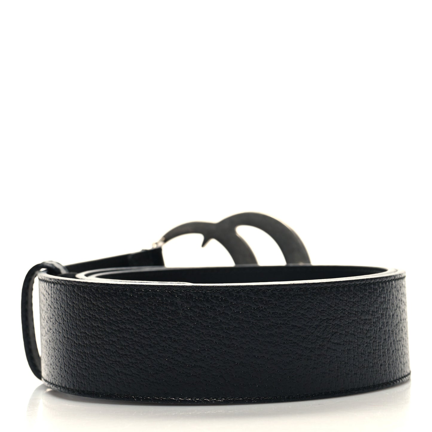 Textured Dollar Calfskin Nickel Double G 40mm Belt 85 34 Black