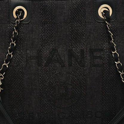 Chanel Mixed Fibers Striped Small Deauville Tote Black 8 of 10