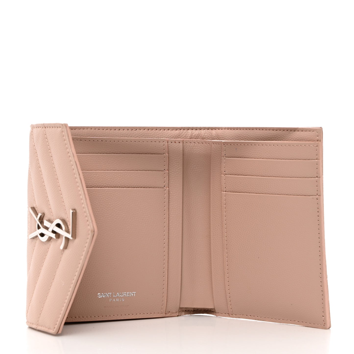 Grain De Poudre Matelasse Chevron Monogram Compact Tri Fold Wallet Pale Pink