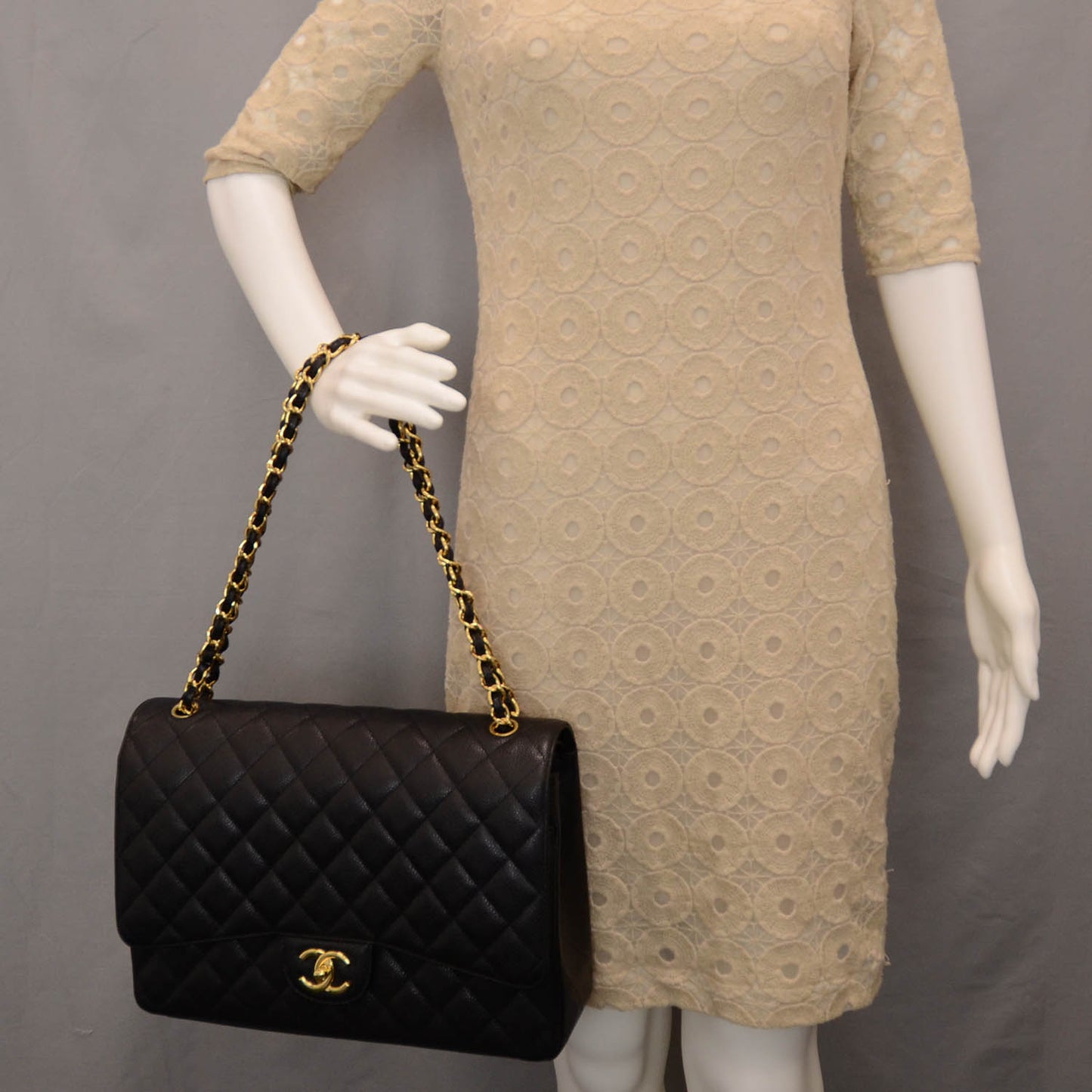 Caviar Quilted Maxi Double Flap Black