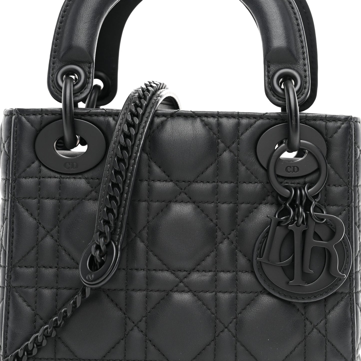 Ultra Matte Calfskin Cannage Mini Lady Dior Black