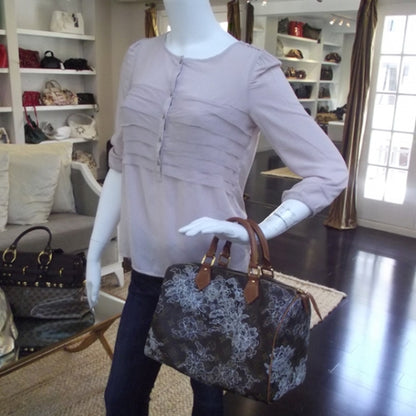 Louis Vuitton Monogram Dentelle Speedy 30 Silver 2 of 9