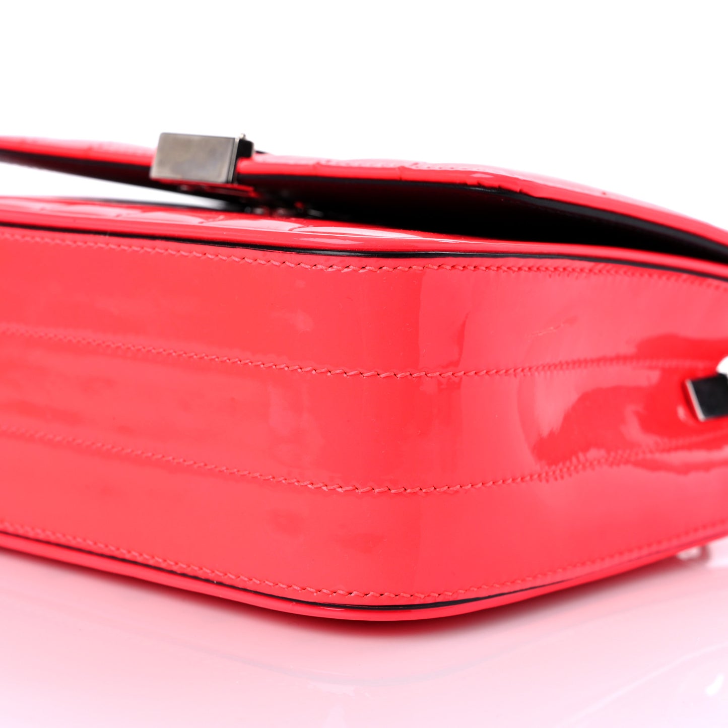 Patent Calfskin Matelasse Monogram Small Vicky Chain Bag Neon Pink