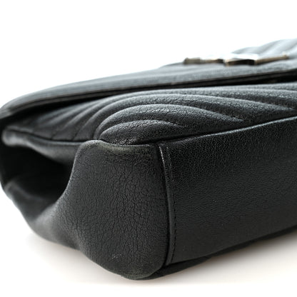 Saint Laurent Sheepskin Matelasse Chevron Monogram Medium College Bag Black 8 of 10
