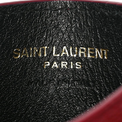 Saint Laurent Grain De Poudre Matelasse Chevron Monogram Credit Card Case Opyum Red 6 of 7