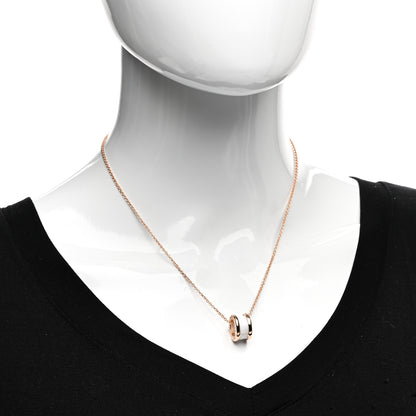Bulgari 18K Rose Gold White Ceramic B.Zero1 Pendant Necklace 2 of 5