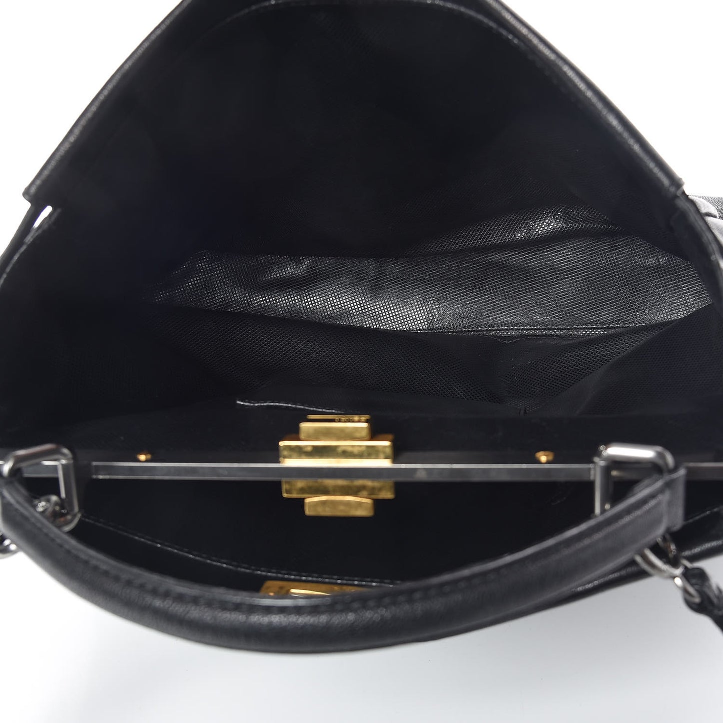 Goatskin Large Peekaboo Iconic Satchel Black