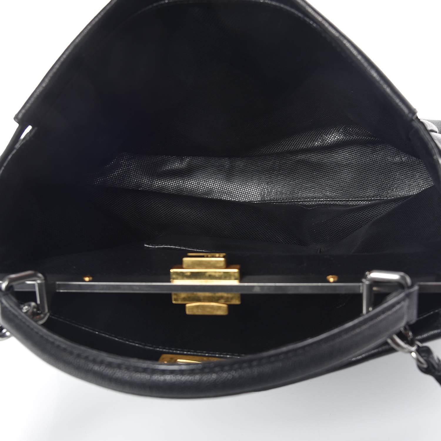 Fendi Goatskin Large Peekaboo Iconic Satchel Black 6 of 9