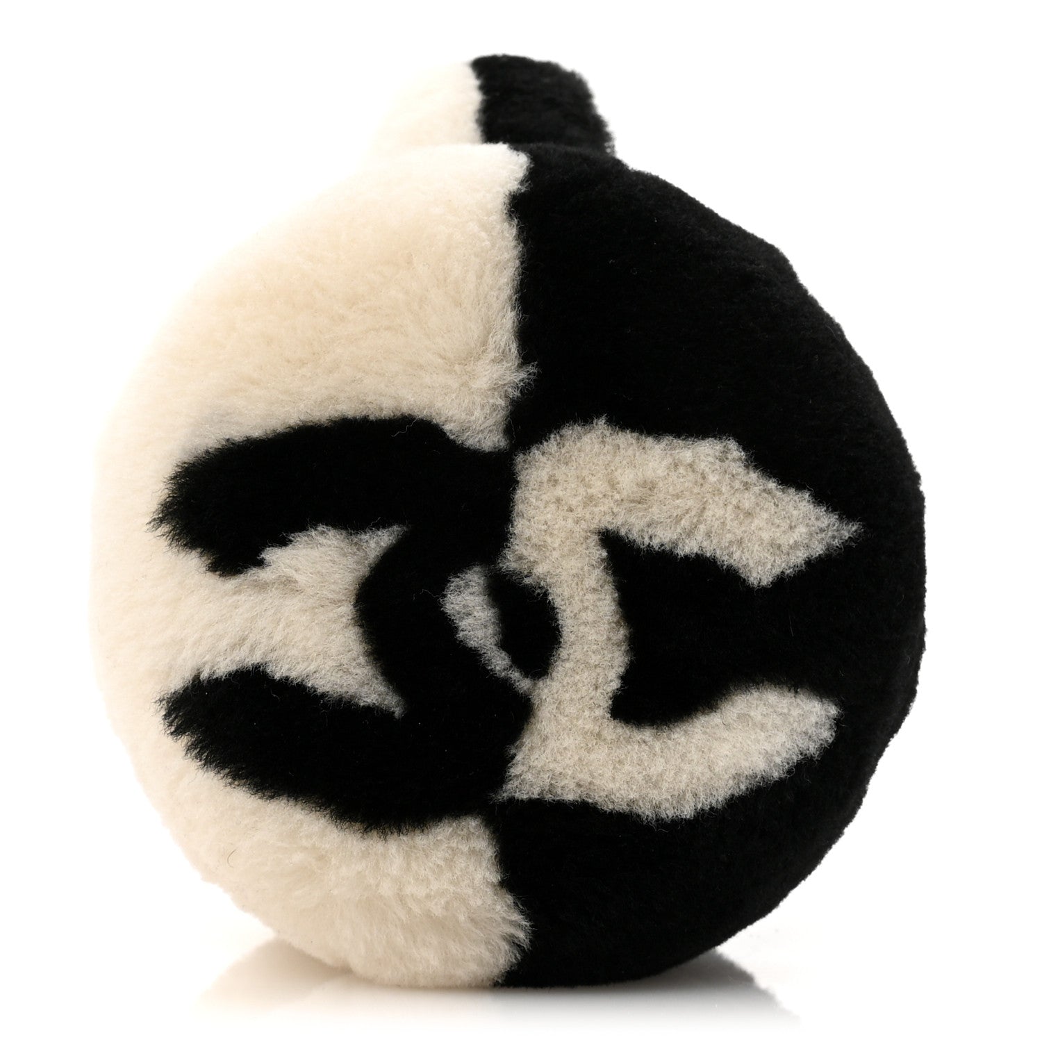 Chanel Shearling CC Bi-Color Ear Muffs White Black 4 of 5