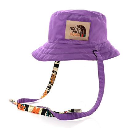 Gucci X THE NORTH FACE Econyl Nylon Floral Reversible Self-Tie Bucket Hat Purple 3 of 8
