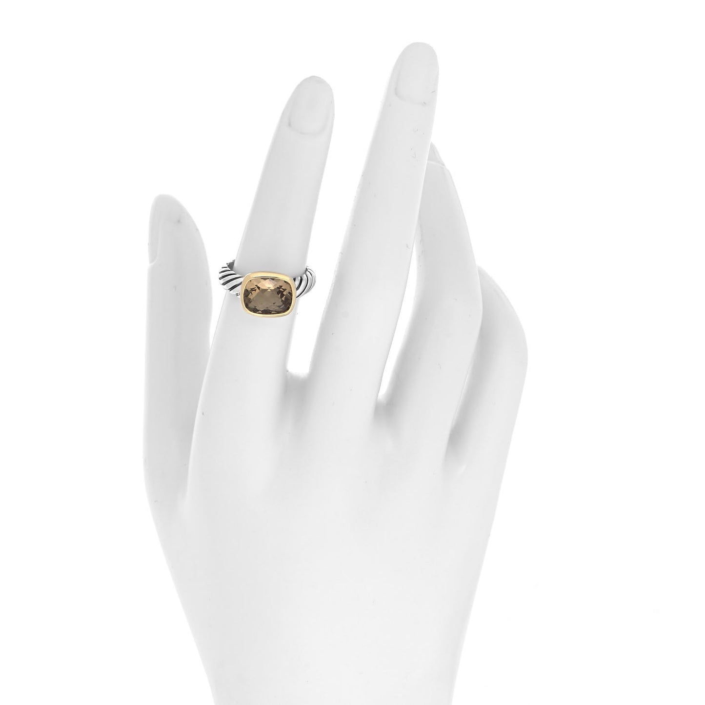 Sterling Silver 18K Yellow Gold Citrine 10mm Noblesse Ring 52 6