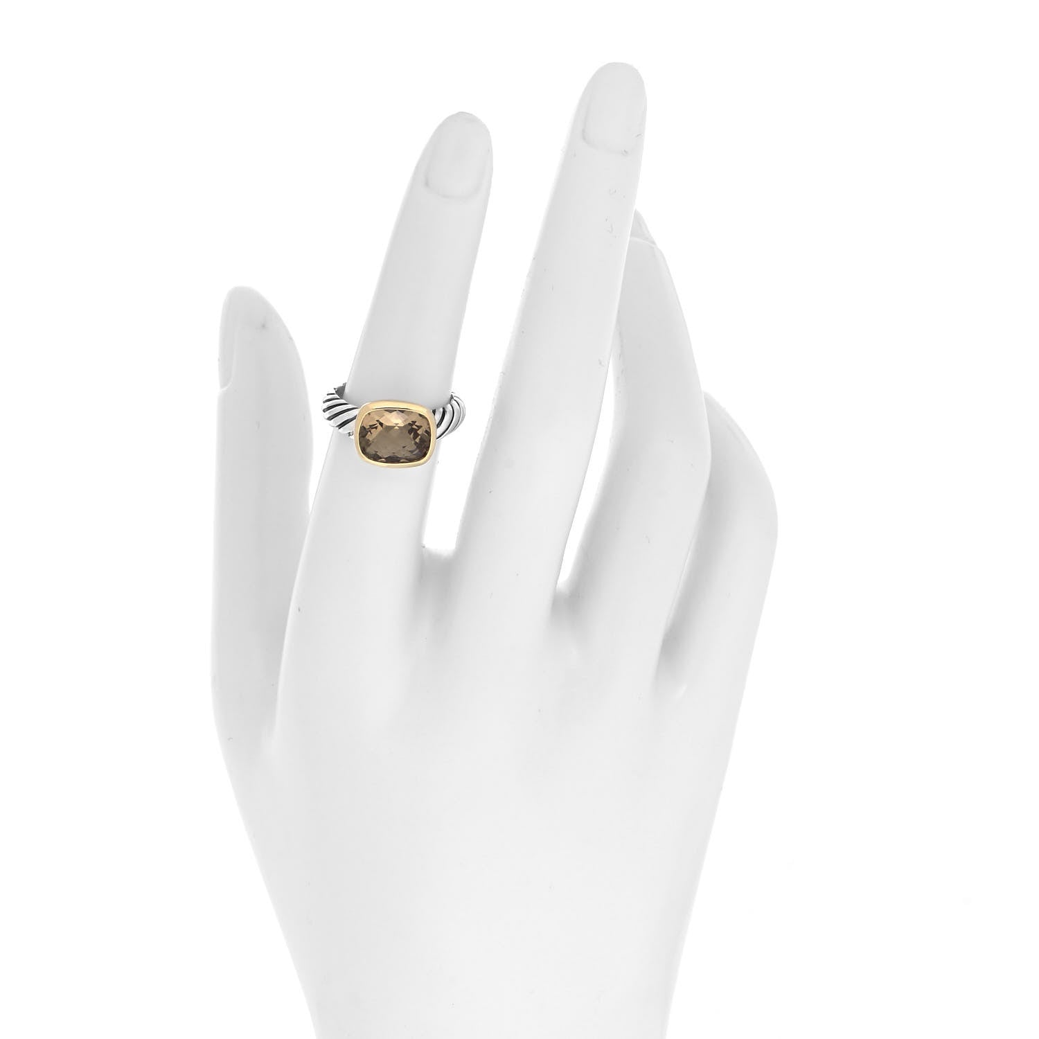David Yurman Sterling Silver 18K Yellow Gold Citrine 10mm Noblesse Ring 52 6 2 of 4