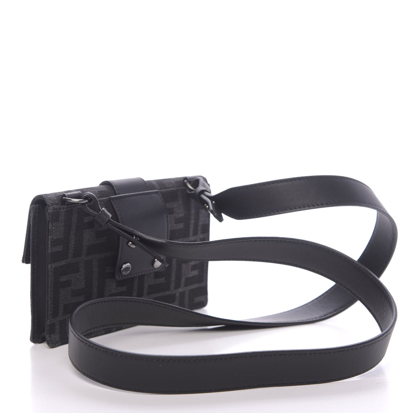 Recycled Fabric Jacquard Vitello Grace FF 1974 Baguette Belt Pouch Asfalto Black