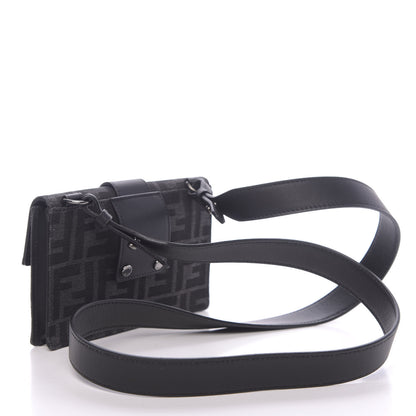 Fendi Recycled Fabric Jacquard Vitello Grace FF 1974 Baguette Belt Pouch Asfalto Black 3 of 10
