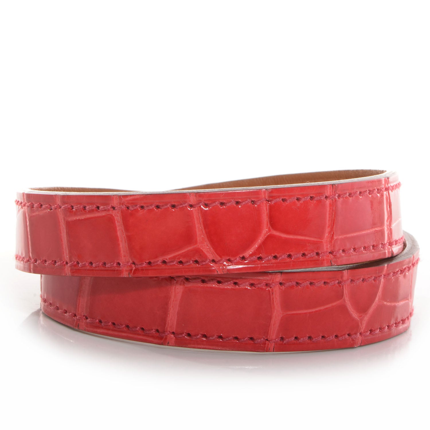 Hermes Shiny Alligator Kelly Double Tour Bracelet Medium Bougainvillea 3 of 8