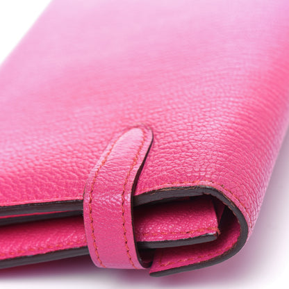 Hermes Chevre Mysore Kelly Longue Wallet Rose Shocking 17 of 21