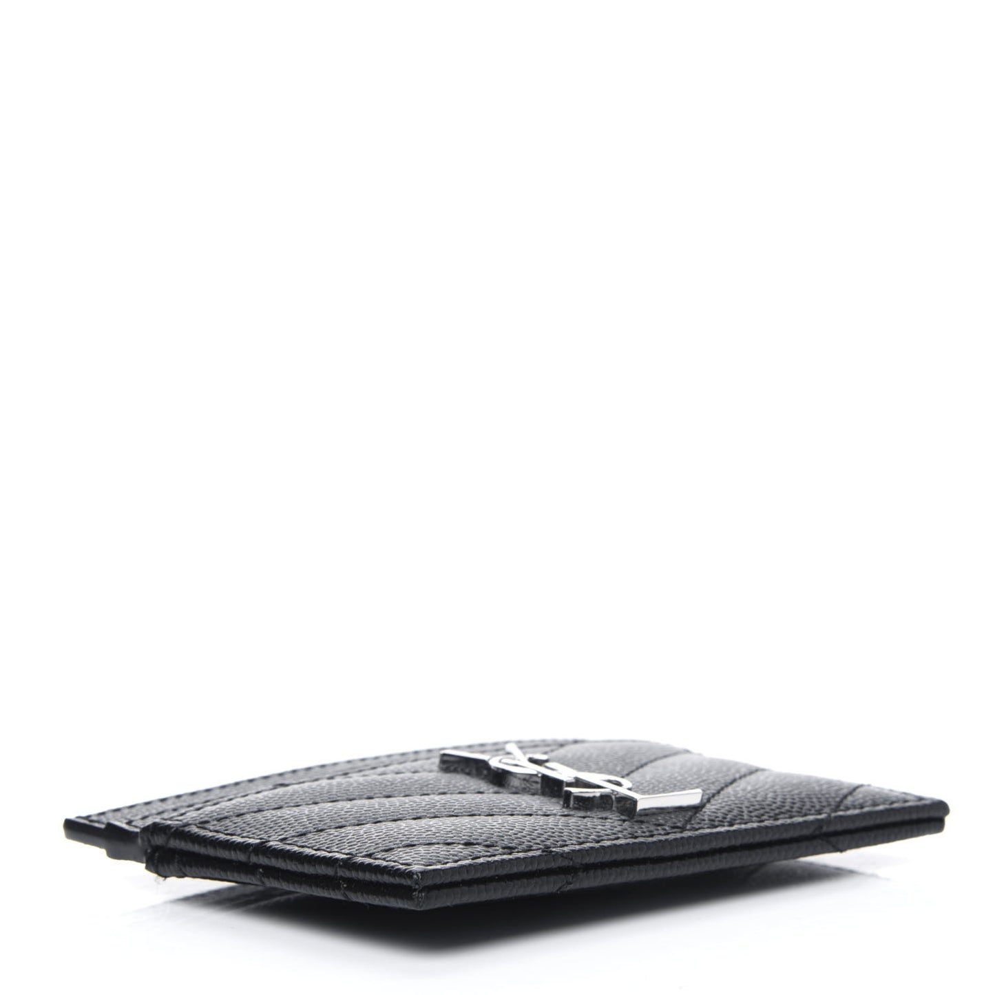 Grain De Poudre Matelasse Chevron Monogram Credit Card Case Black