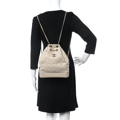 Chanel Aged Calfskin Quilted Gabrielle Backpack Beige 2 of 9