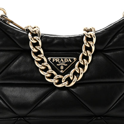 Prada Nappa Re-Nylon Triangle Quilted Patchwork System Shoulder Bag Black 7 of 9