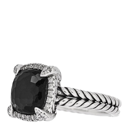 David Yurman Sterling Silver Diamond Black Orchid 9mm Chatelaine Pave Bezel Ring 53 6.5 3 of 5