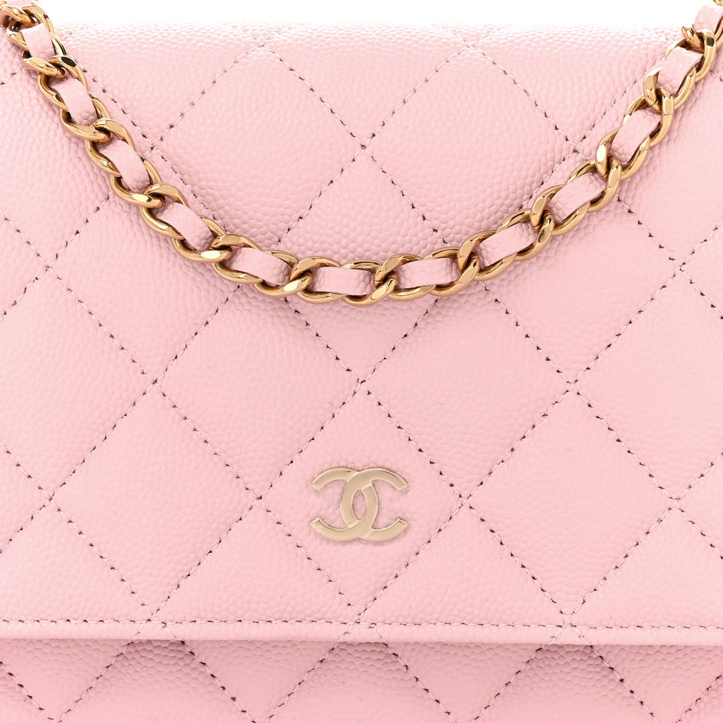 Caviar Quilted Wallet on Chain WOC Light Pink