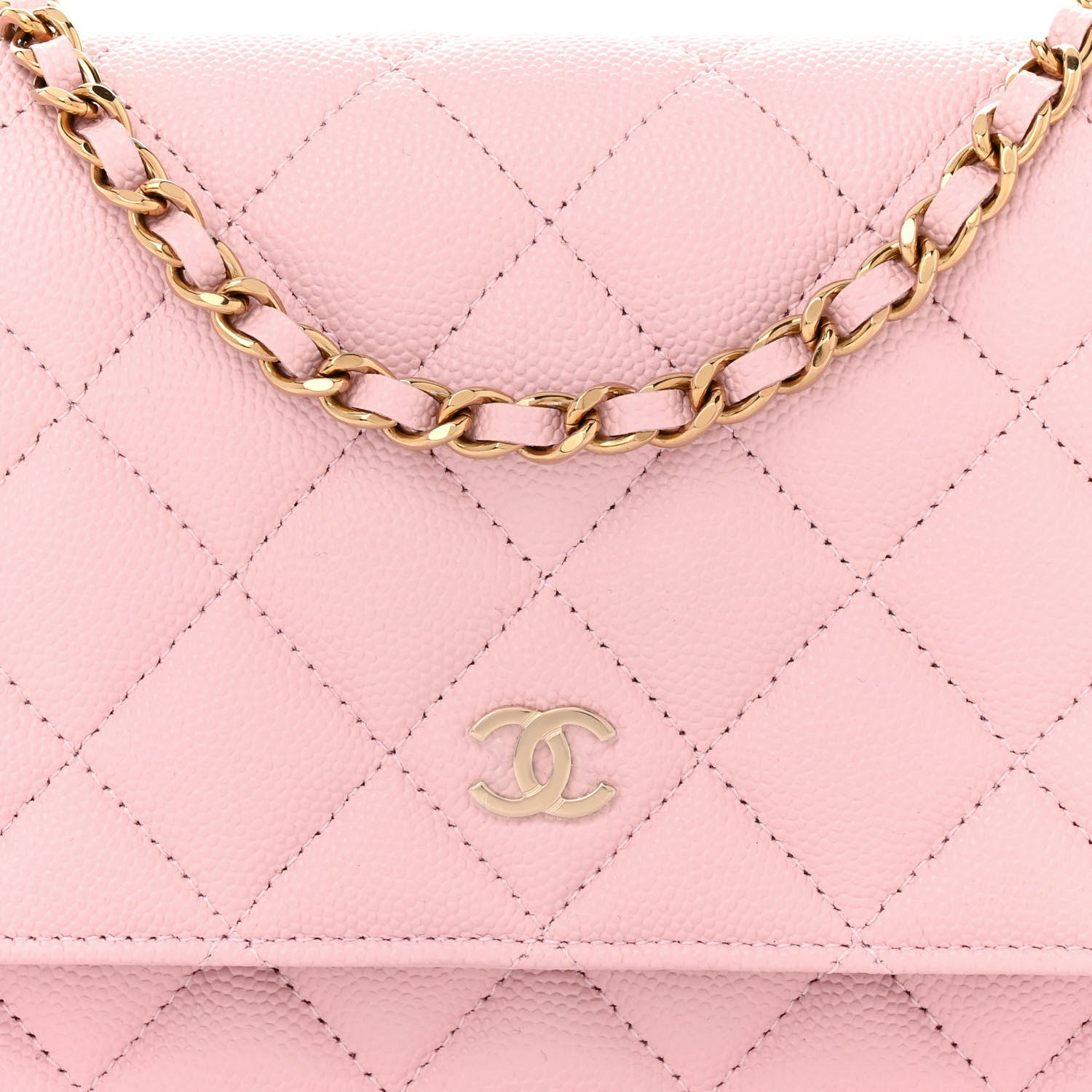 Chanel Caviar Quilted Wallet on Chain WOC Light Pink 8 of 11