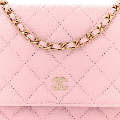 Chanel Caviar Quilted Wallet on Chain WOC Light Pink 8 of 11